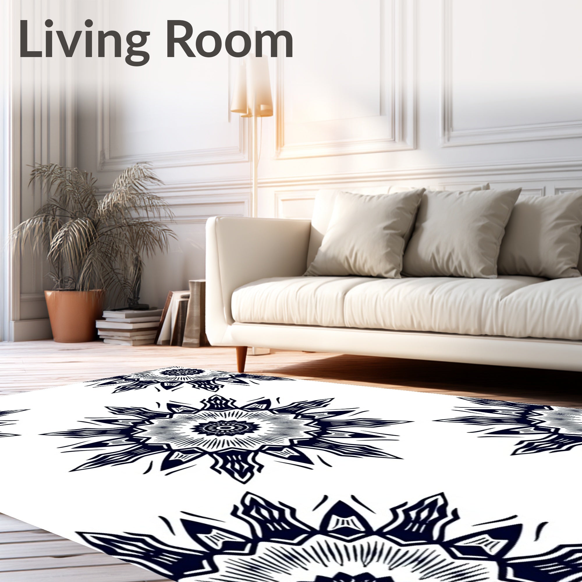 Black Sunburst Medallion Radial Rug