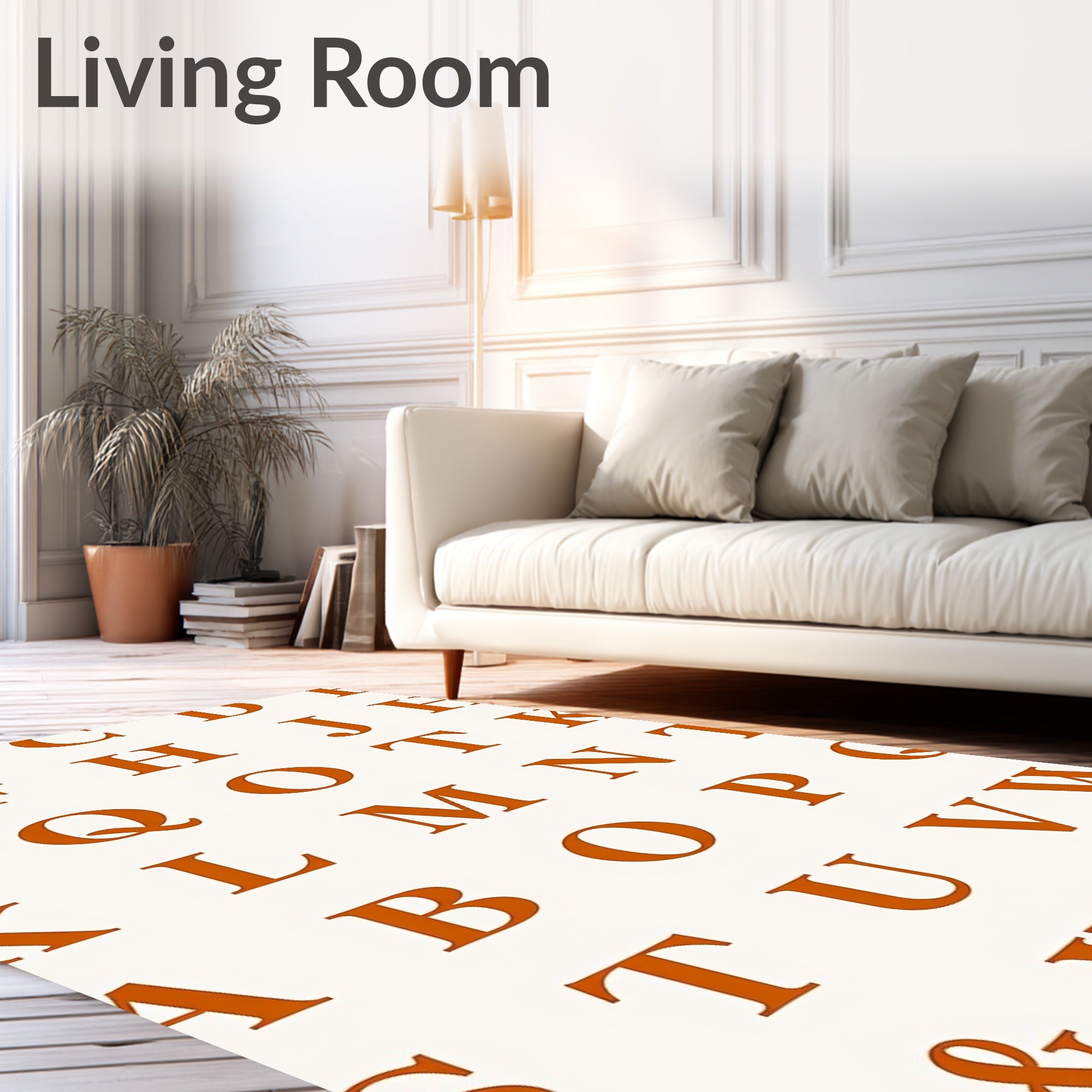 Terracotta Alphabet Grid Rug