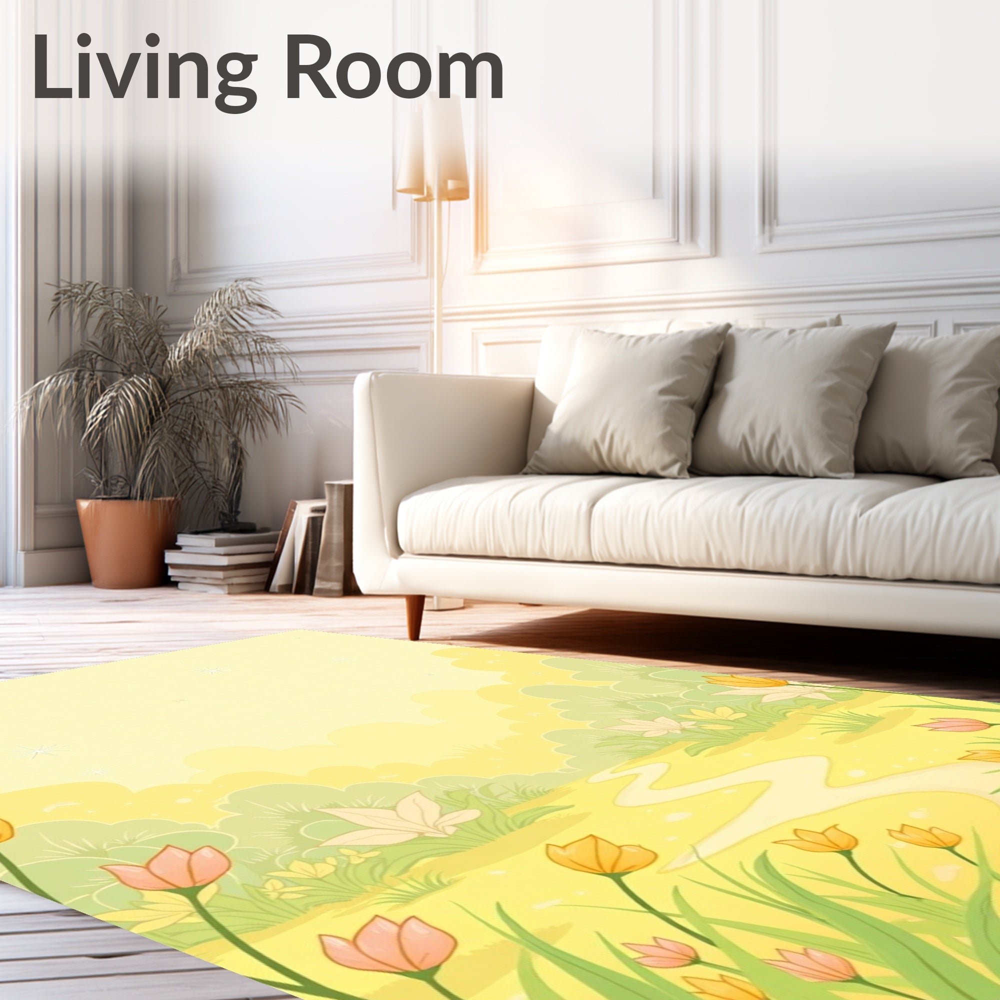 Golden Meadow Spring Floral Path Rug