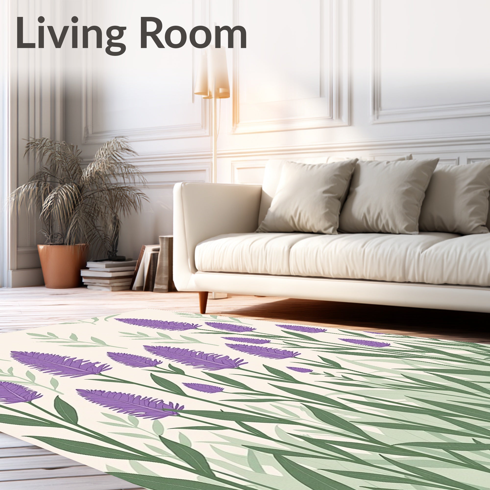 Purple Lavender Field Botanical Garden Rug