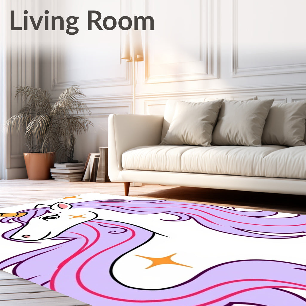 Lavender Unicorn With Golden Starbursts Rug