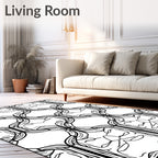 Black White Organic Vine Scroll Rug