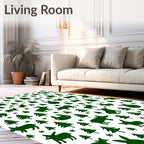 Green Forest Bunnies Christmas Trees Rug
