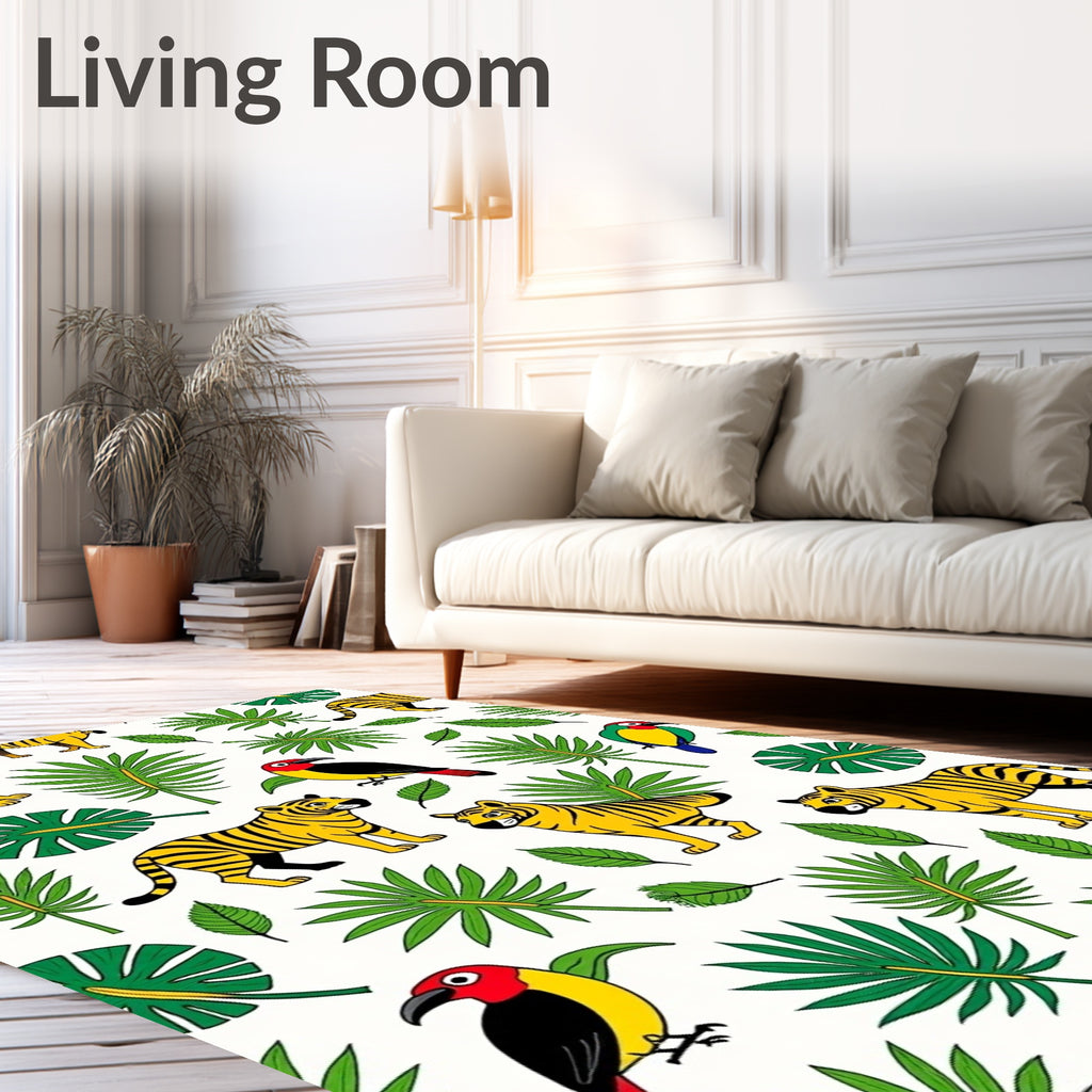 Jungle Tigers and Tropical Birds Rug