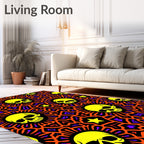 Yellow Skull Sunburst Orange Purple Rug