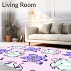 Whimsical Purple Mint Creature Collage Rug