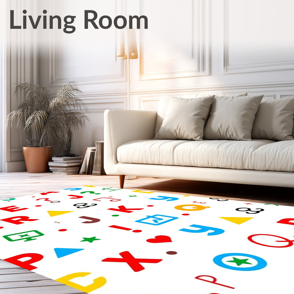 Colorful Alphabet Symbols And Shapes Rug