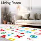 Colorful Alphabet Symbols And Shapes Rug