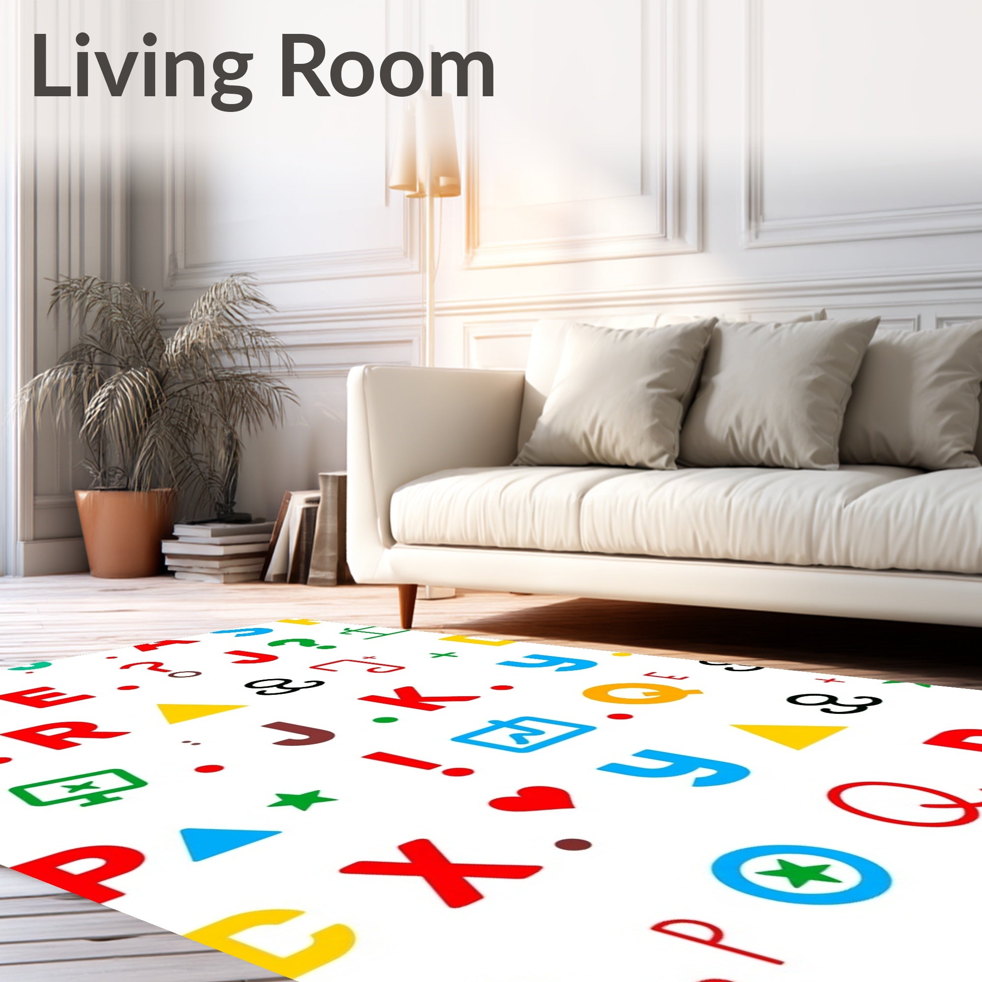 Colorful Alphabet Symbols And Shapes Rug
