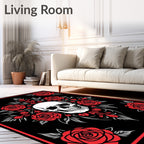 Dark Floral Skull Romance Rug