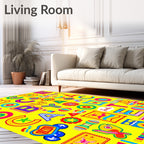 Playful Alphabet Collage Bright Colors Rug