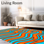 Vibrant Orange Aqua Swirl Rug
