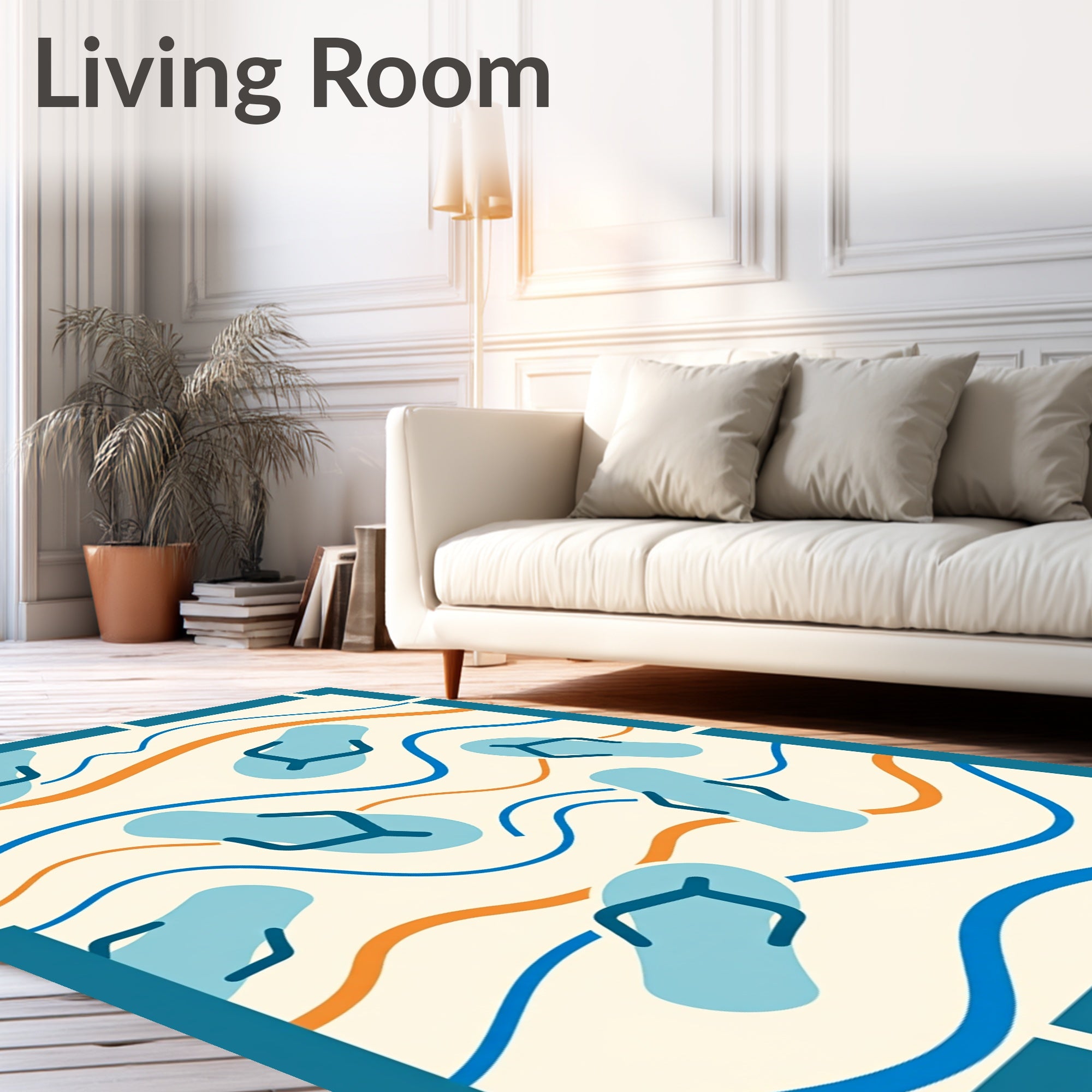 Light Blue Flip Flop Waves Rug