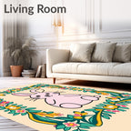 Pink Easter Bunny Floral Frame Rug