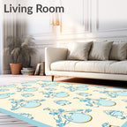 Whimsical Blue Character Repeating Pattern Rug
