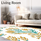 Teal Gold Branch Blossom Repeating Rug