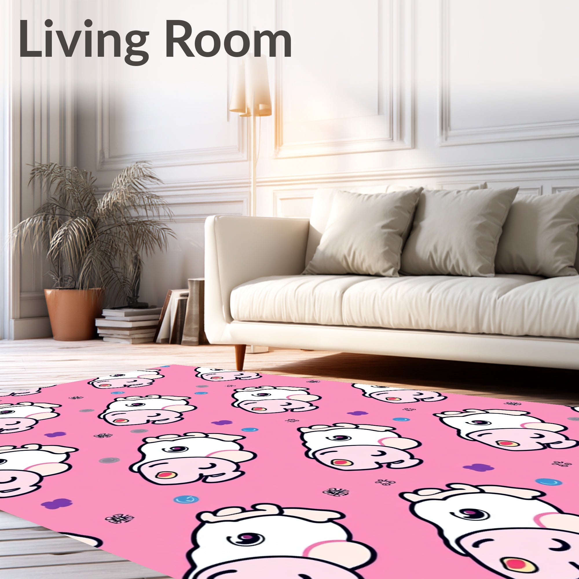Whimsical Pink Cow Cute Kawaii Repeat Rug