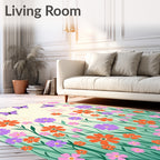 Vibrant Butterflies Floral Meadow Rug