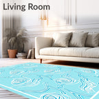 Whimsical Blue Snail Swirl Rug