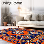 Vibrant Orange Cobalt Starburst Medallion Rug