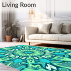 Mint Green Teal Medallion Mandala Rug