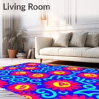 Bright Red Yellow Floral Swirl Rug