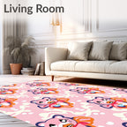 Pink Bear Rainbow Heart Whimsical Rug