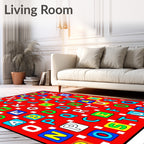 Alphabet Squares Red Rug