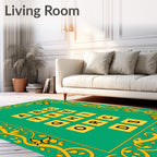 Emerald Green Yellow Butterfly Garden Rug