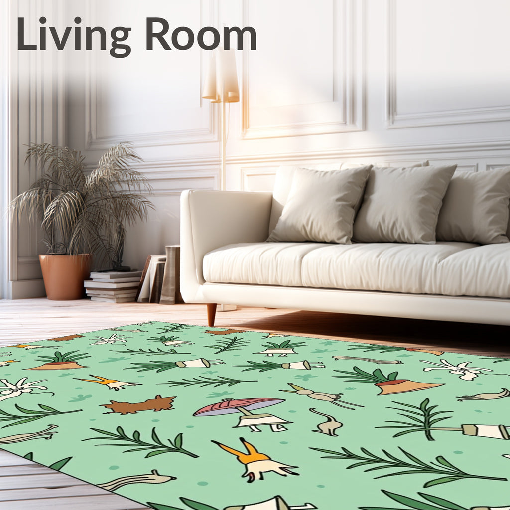 Whimsical Green Whimsical Character Garden Rug