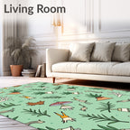 Whimsical Green Whimsical Character Garden Rug