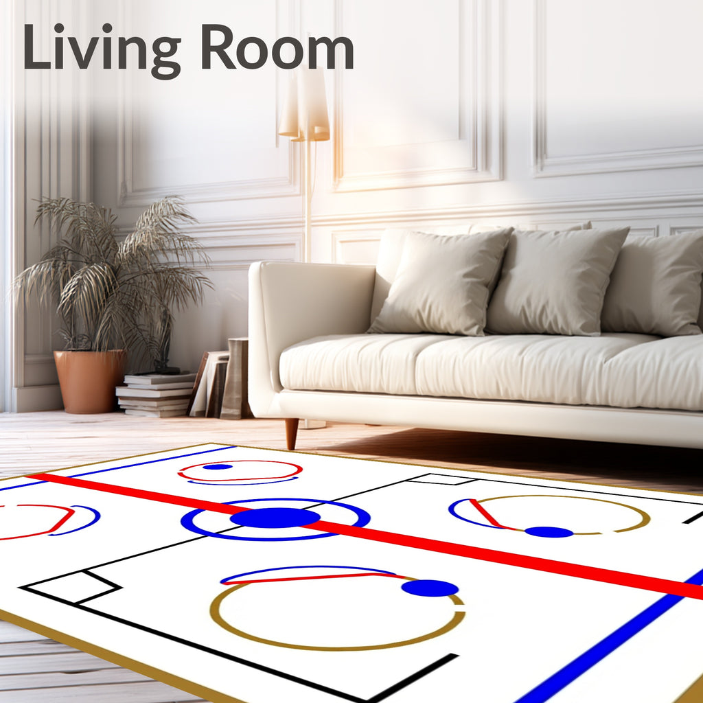 Abstract Hockey Rink Circle Geometric Rug