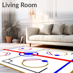 Abstract Hockey Rink Circle Geometric Rug