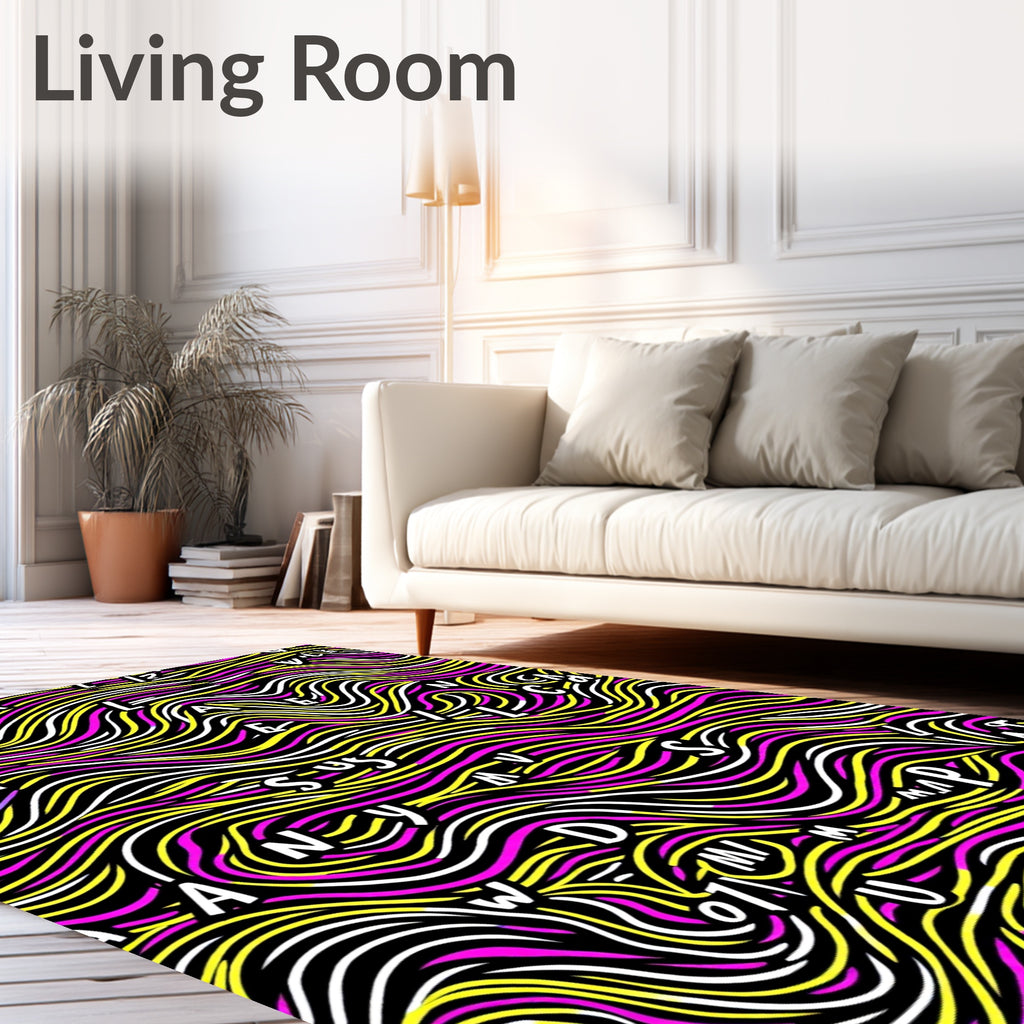 Bold Wavy Letter Abstract Rug