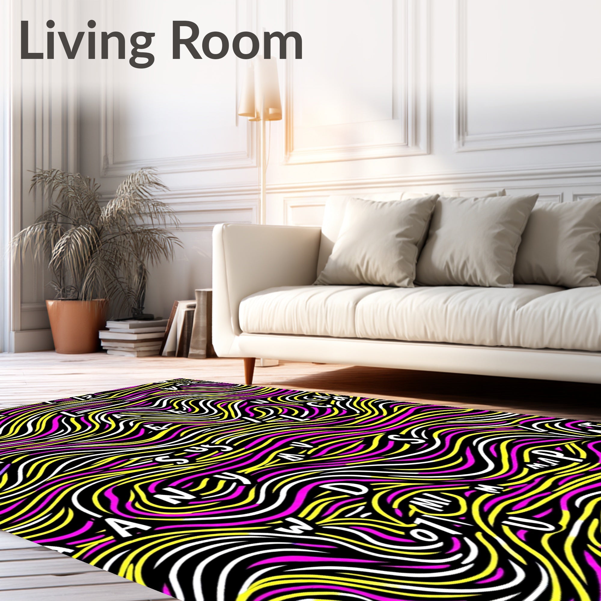 Bold Wavy Letter Abstract Rug