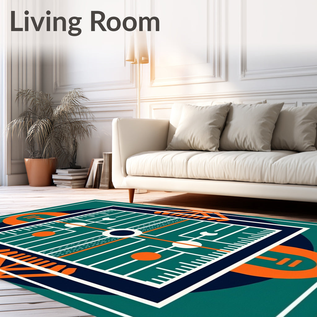 Geometric Abstract Teal Orange Circles Rug