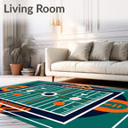 Geometric Abstract Teal Orange Circles Rug