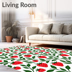 Whimsical Red Strawberry Foliage Rug