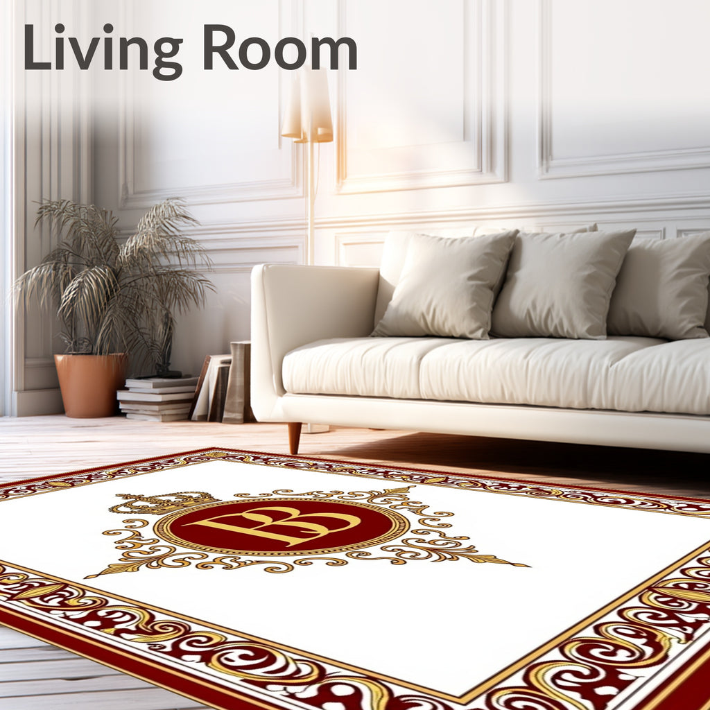 Royal Crested Burgundy Gold Emblem Rug