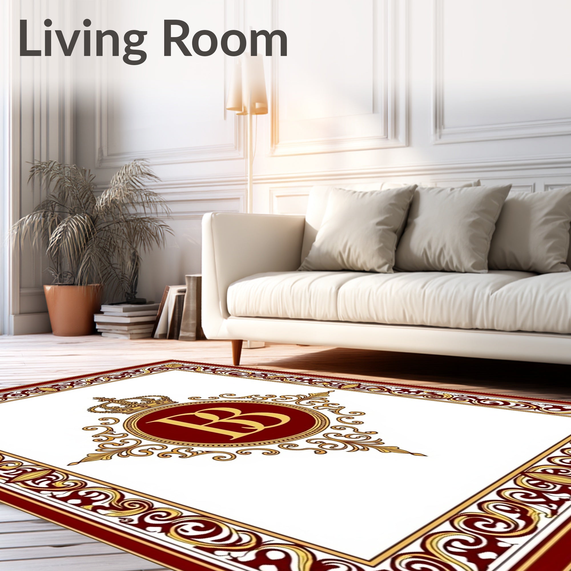 Royal Crested Burgundy Gold Emblem Rug