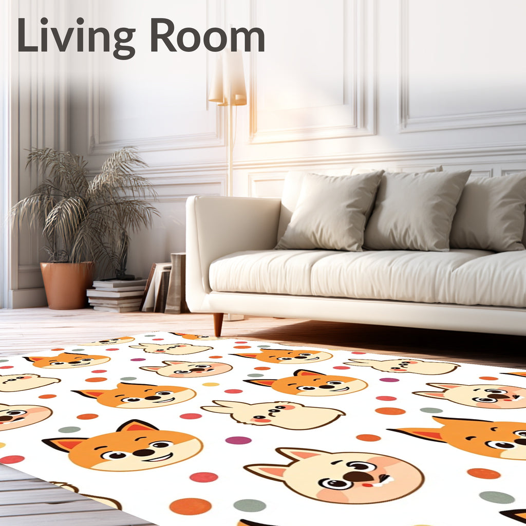 Whimsical Fox And Rabbit Confetti Rug
