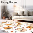 Whimsical Fox And Rabbit Confetti Rug