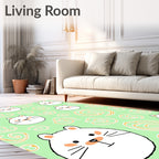 Playful White Hamster Swirls Rug