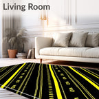 Bold Black Yellow Diagonal Stripe Rug