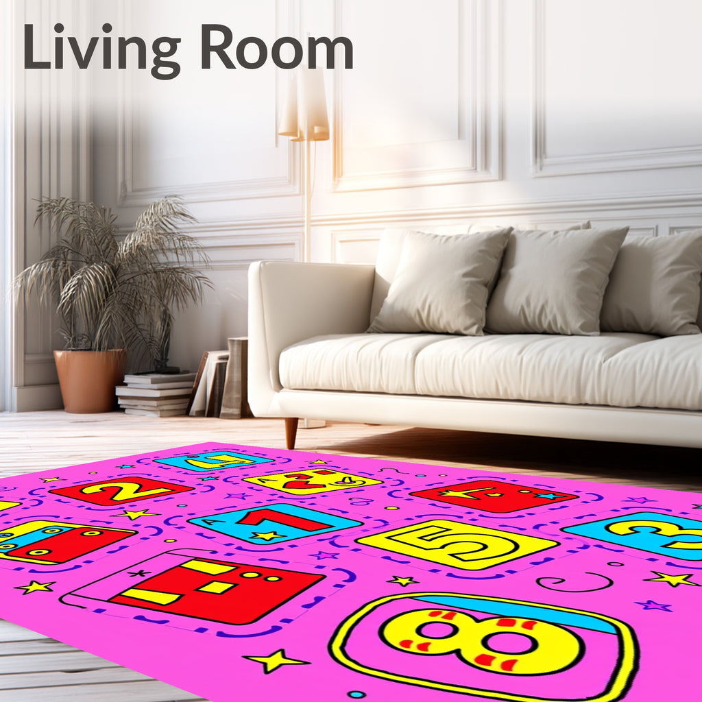 Retro Number Blocks Counting Collection Rug