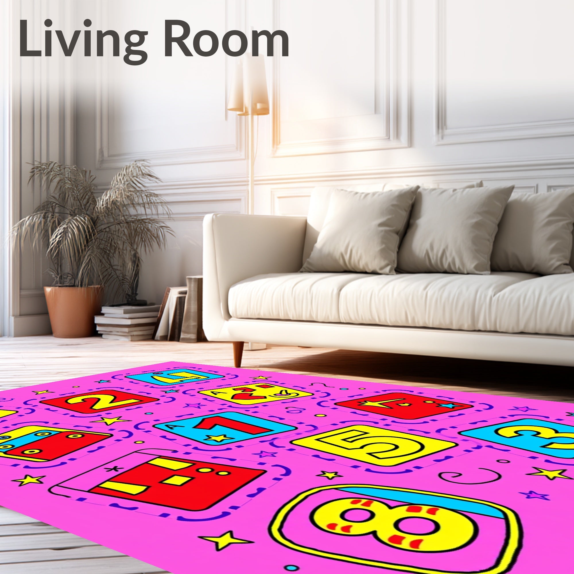 Retro Number Blocks Counting Collection Rug