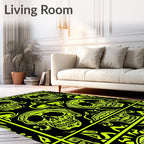 Neon Yellow Skull Symmetrical Repeat Rug