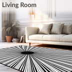 Bold Black Radial Starburst Rug