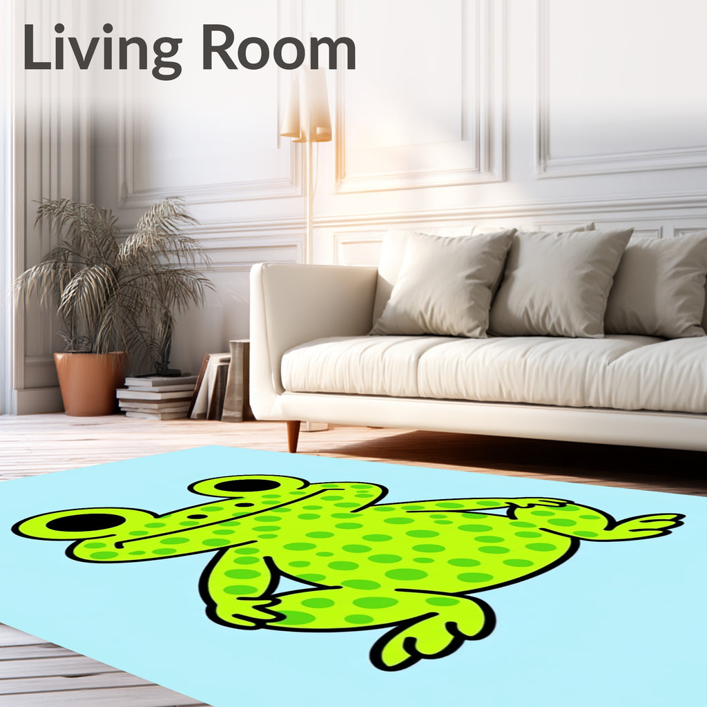 Whimsical Green Frog Spot Comical Character Rug