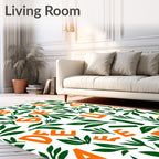 Bold Orange Green Alphabet Foliage Rug